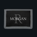 DIY Monogram & Name, Trendy Grey & White Text Trifold Wallet<br><div class="desc">Personalise with your Monogram and Name In Grey and White Text. Click “Customise” to change colours and type styles.</div>