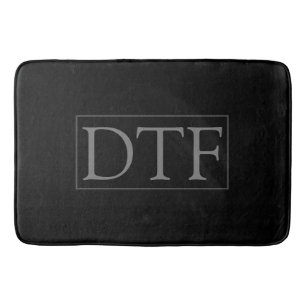 DIY Monogram or Name, Classic Black with Grey Text Bath Mat