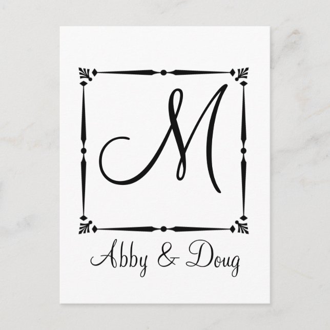 DIY Monogram template with decorative border Postcard (Front)