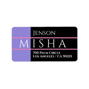 DIY Name & Address, Pink Lines, Black and Purple Label