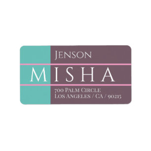 DIY Name & Address / Teal, Mocha and Pink Label