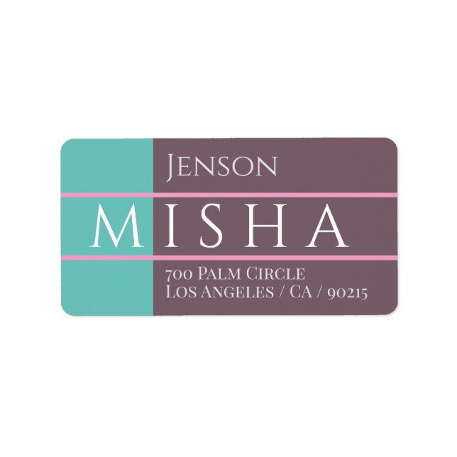 DIY Name & Address / Teal, Mocha and Pink Label (Front)