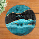 DIY Name, Black, Gold & Teal Agate Cutting Board<br><div class="desc">Personalise your Name In Teal on Black,  Gold & Teal Agate. Click “Customise” to change colours and type styles.</div>