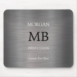 DIY Name Initials Profession, Brushed Steel, Vs 2 Mouse Pad