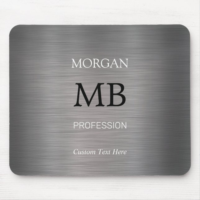 DIY Name Initials Profession, Brushed Steel, Vs 2 Mouse Pad (Front)