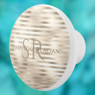 DIY Name & Monogram on Platinum Lines Ceramic Knob