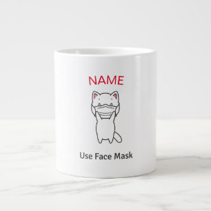 DIY NAME USE FACE MASK CAT WITH MASK MUG