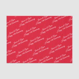DIY Names, Anniversary Year, White Script, Red Tissue Paper