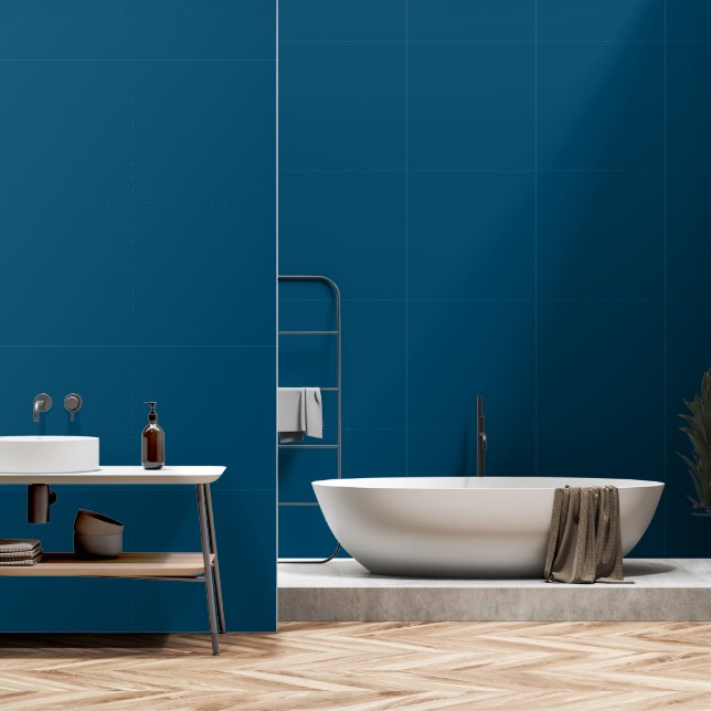 DIY Ocean Blue Simple Authority® Wallpaper (Bathroom)