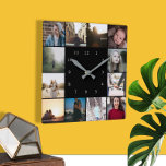 DIY Personalised 12 Photo Collage Template Square Wall Clock<br><div class="desc">12 Photo and Text Template .. simply add your own photographs to this great wall clock .. easy to personalise .. customisable photo template clock from Ricaso - perfect gift-ideas</div>