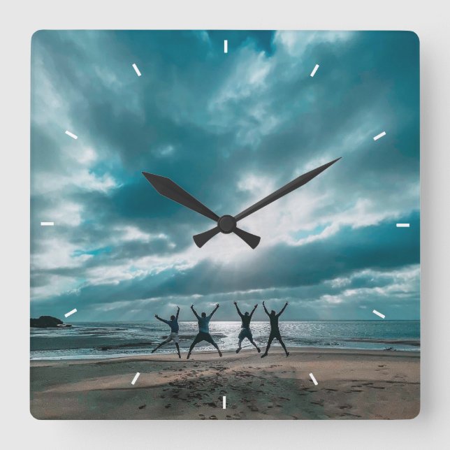 DIY Personalised Photo Collage Template Square  Wall Clock (Front)