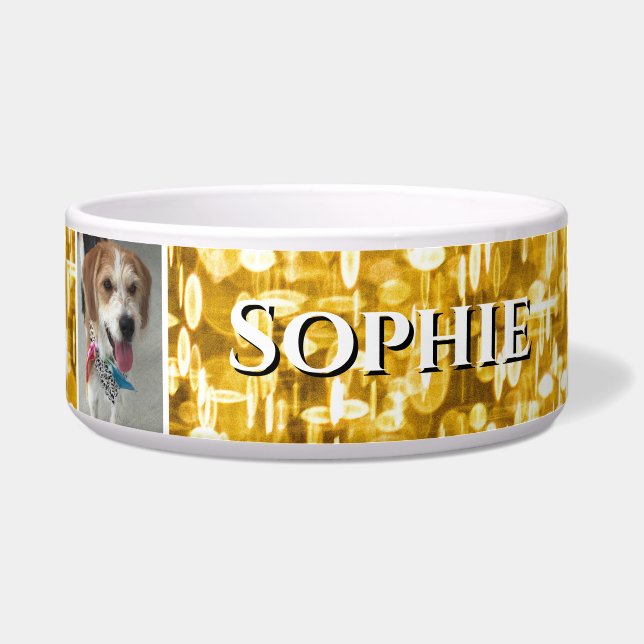 DIY Pet's Name & Photo, Glowing Gold Sequins, Vs 3 (Front)