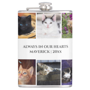 DIY photo collage pet remembrance keepsake cat Hip Flask