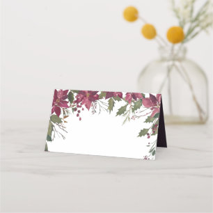 DIY Poinsettia Florals Wedding Scarlet Red Place Card