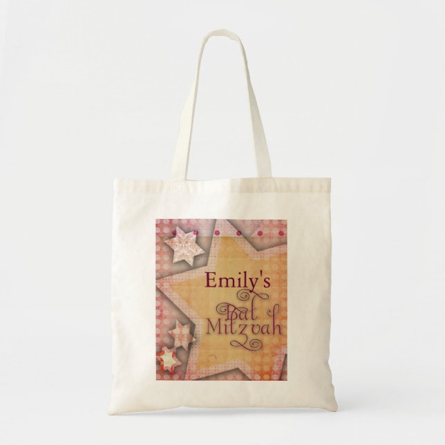 DIY Polka Dot Colourful Bat Mitzvah design Tote Bag (Front)
