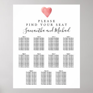 DIY Red Heart 11-Table Wedding Seating Chart