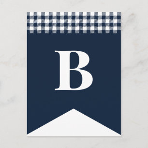 DIY Rustic Blue Plaid Letter Bunting Postcard