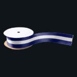 DIY Stripe & Background Colour - Navy White Satin Ribbon<br><div class="desc">Choose Your Own Background Colour And Stripe (Initial Colours set to Navy Blue Stripe, White Background ======== If you like, you can also add your own images and / or text to this solid background to create your own unique, one-of-a-kind design. This colour coordinates with many of our other patterns...</div>