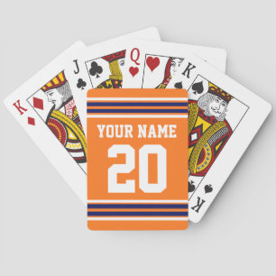 DIY Team Jersey Stripes Navy White Orange Playing Cards