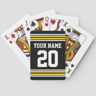DIY Team Jersey Stripes Yellow White Black Playing Cards