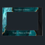 DIY Text, Black Gold & Teal Agate Magnetic Frame<br><div class="desc">Personalise with 2 lines of white text (or delete) on black,  gold and teal agate. This simple Classic Design can also be used to promote your Company Name.</div>