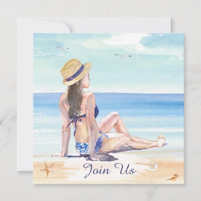 *~* DIY Tropical Beach AR29 Generic ANY EVENT QR Invitation (Front)