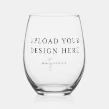 DIY Upload Your Own Printed Stemless Wine Glass