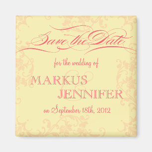 DIY Vintage Hot Pink & Yellow Save the Date Magnet