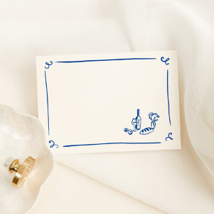 DIY Whimsical Hand Drawn Navy Blue Place Card