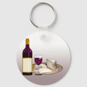 DIY WINE BOTTLE LABEL, WINE GLASS, CHEESE PERSONAL KEY RING