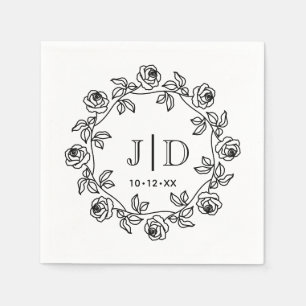 DIY Wreath of Roses 2 Initial Wedding Monogram CO2 Napkin
