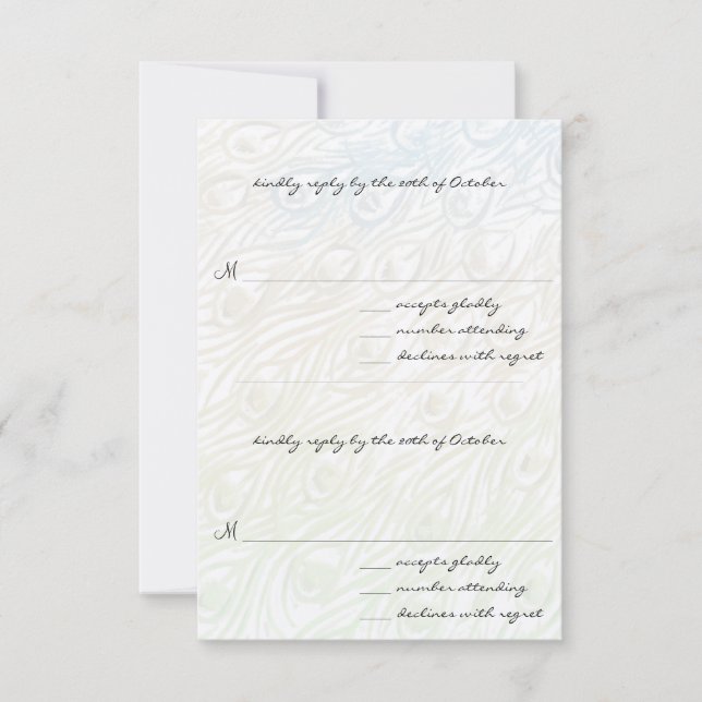 DIY You Cut & Score Peacock Feather Wedding RSVP  (Front)