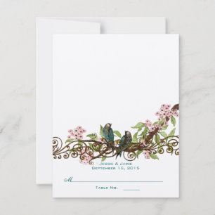 DIY you score fold Pink Vintage Birds Place Card