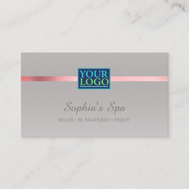 DIY Your Logo Business Name, Pink Silver on Silver Card (Front)