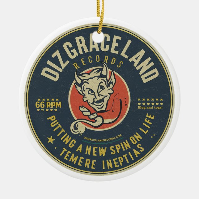 Dizgraceland Records Ceramic Tree Decoration (Front)