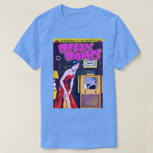 Dizzy Dames Comics retro art aesthetic T-Shirt (Design Front)