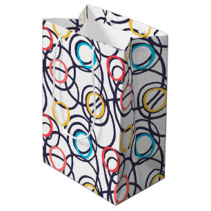 Dizzy Doodle Circles On White Medium Gift Bag