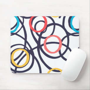 Dizzy Doodle Circles On White  Mouse Pad