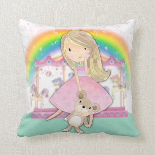 Dizzy Dreams, Little Girl, Cute Throw Pillow