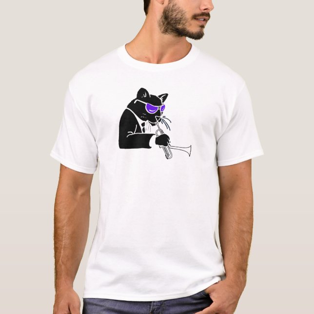 Dizzy Trumpet Cat T-Shirt (Front)