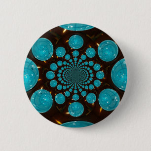 Dizzying Display of Cyan Lights Kaleidoscope  Art 6 Cm Round Badge
