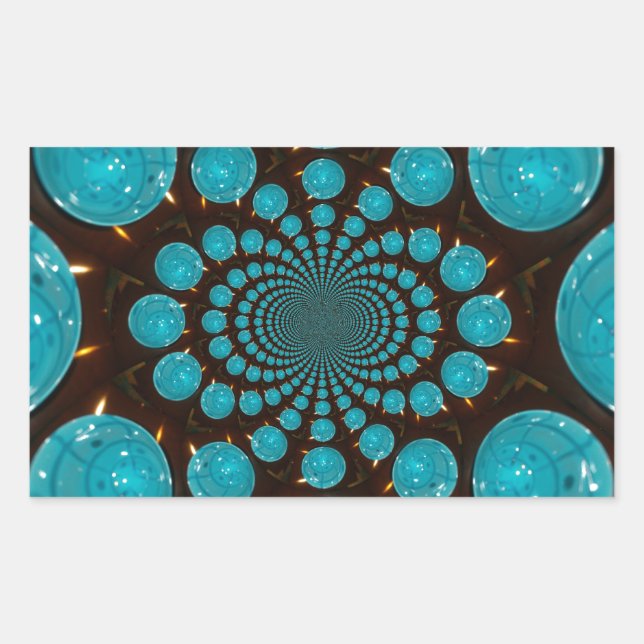 Dizzying Display of Cyan Lights Kaleidoscope  Art Rectangular Sticker (Front)