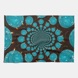 Dizzying Display of Cyan Lights Kaleidoscope Tea Towel