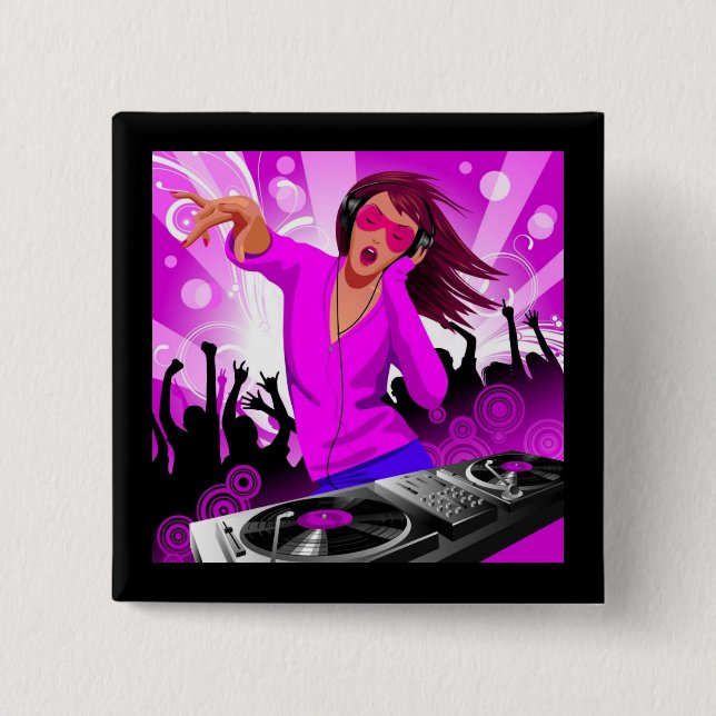 dj-5-1024x1024 15 cm square badge (Front)