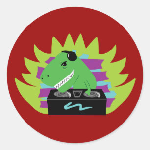 Dj-asaurus Rex Classic Round Sticker