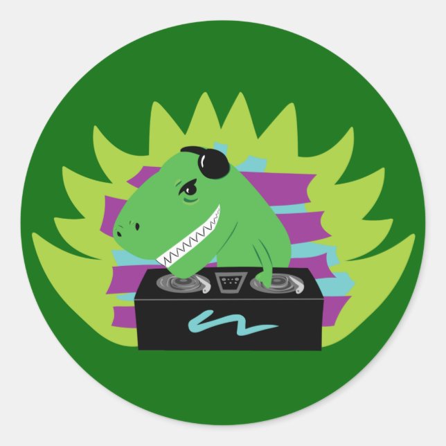 Dj-asaurus Rex Classic Round Sticker (Front)