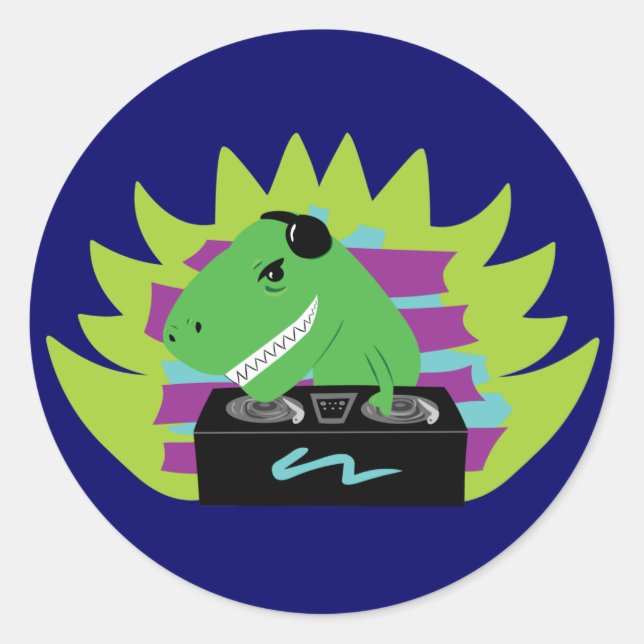 Dj-asaurus Rex Classic Round Sticker (Front)