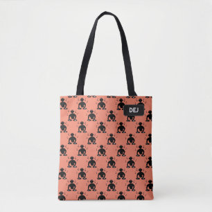 DJ at Turntables - Deejay design - add initials to Tote Bag