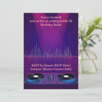 DJ Birthday Party Invitation - Customisable