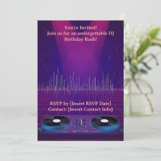 DJ Birthday Party Invitation - Customisable 